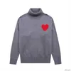 2023 Amisweater Paris Fashion Mens 스웨터 디자이너 Turtleneck Winter Amishirts Love High Collar 니트 스웨터 남자 캐주얼 풀버 I IT Over