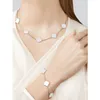 New Fashion Brand Double Side Clover Pendant Necklace Bracelet Jewelry Set for Gift