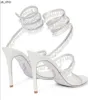 Sandalen R Caovilla Hochzeitskleid Sandale Damen High Heels Schuhe Romantische Dame CHANDELIER Nude Stiletto Sandalen Schmuck Sandalen Knöchel stra2576255 J0523