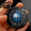 포켓 시계 클래식 애니메이션 영화 유령 커플 쿼츠 시계 블랙 빈티지 로마 숫자 FOB 체인 할로윈 크리스마스 선물