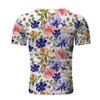 T-shirt da uomo Stampato Splicing Motivo a righe Casual Moda regolare Risvolto Manica corta O-Collo Camicia bianca nera T-shirt