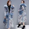 Women's Trench Coats Double-faced Fur Coat Women's Long Section Winter Coton Jacket 2023 Fashion Retro Printed Parka Overcoat Female