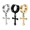 Hoop Earrings 1 Pair Men Women Cross In Black Stainless Steel Crucifix Drop Huggie Hinged Earings Jewelry