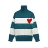 Ami High Collar France Fashion Designers Sweaters De Coeur Embroidered a Heart Pattern Turtleneck Knitted for Men Women NNUA