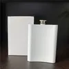 8oz Sublimation Hip Flasks Stainless Steel Flat Wine Jug Outdoor Travel Whiskey Flask Pot Heat Sublimate Coated White Wine Pot 240ml