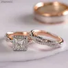 Band Rings Gorgeous 3pcs/set Women Wedding Mosaic Cz Two Tone Romantic Female Engagement Ring Jewelryl230518