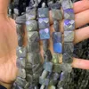 Crystal Natural Grey Labradorite Pärlor 15 '' Facetterade fyrkantiga DIY lösa pärlor för smycken som gör kvinnor män pärlor halsbandsarmband gåva