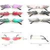 Sonnenbrille Fashion Fire Flame Frauen randlose Wellengläser Metalltöne für Vintage Mirror Eyewearsunglasses