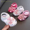 Sandaler sommar spädbarn baby flickor antikollision småbarn skor mjuk botten äkta läder barn barn strand 230522