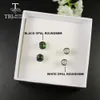 Knot TBJ Black Opal Earring Round 4mm 5mm Natural Ethiopia Opal Gemstone Jewelry 925 Sterling Silver For Girls Daughter Nice Gift