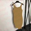 Brief Jacquard Sling -jurk Hoge elastische gebreide vest -rokken voor dames zomer slanke strakke jurken