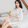 Женская одежда для сна Летняя белая китайская невеста свадебная халата Satin Women Nightgow