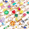 Bijoux 20 Pcs / Lot Goutte À Goutte À L'huile Glaçure Colorf Anneau Pour Femmes Filles À La Mode Doux Fleur Papillon Sourire Yin Yang Doigt Anneaux Bande Partie Dr Dhcrr