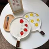Plates Vintage Ceramic Breakfast Pizza Bread Plate With Handle Round Fruit Stoare Dinner Hand Painted Strawberry Tableware
