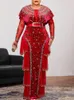 Robes décontractées Aomei Femmes Luxe Longue Robe Party Proms Velours Perles Patchwork Dentelle Volants Haute Wight Mariage Africain Soirée De Mode