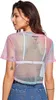 Camiseta de mujer Moda Nueva camiseta Diseñador Sheer Mesh Fishnet Net Camiseta de manga corta Crop Top