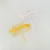 Forniture festive Golden Happy Birthday Toppers per torta in acrilico Wish For You Decorazioni per feste per bambini