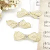 Hårklämmor Barrettes Retro White Korean Pearl Hairpin Bridal Headdress Simple Bow Accessories Lysande