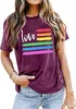 Pride T-Shirt Women Funny Love Letter Print T Shirt Rainbow Graphic Tees LGBT Equality Shirts Casual Short Sleeve Tops Funny Love Rainbow Graphic Tees Pride T-Shirt