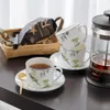 Xícaras pires britânicos de café retrô britânico Conjunto de ossos da China