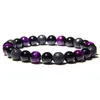 Strand 8mm Black Agate Lava Tiger Eye Hematite Natural Stone Round Bead Armband For Women Men Fashion Party Jewelry Accessories