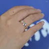 Cluster Rings Colorful Cz Ring Round Bezel Eternity Band per fidanzamento Gioielli di moda 925 Sterling Silver Women Finger