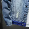 Giacche da uomo Giacca di jeans da uomo di marca Hip Hop Streetwear Punk Motocicletta con stampa strappata Capispalla da cowboy Cappotto di jeans da uomo con foro casual di alta qualità 230522