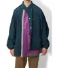 Mäns jackor 23SS Kolor Abe Runyi Japan Style Mesh Nylon Waterproof Embroidered Oregelbundet Cut Patchwork Jacket Men Navy Vintage Loose Coat