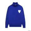 2023 Amisweater Paris Fashion Mens 스웨터 디자이너 Turtleneck Winter Amishirts Love High Collar 니트 스웨터 남자 캐주얼 풀버 I IT Over