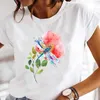 Clothes Women Print T Fashion Shirt Brand Summer Dandelion Watercolor Dragonfly Love Female Tops Tee Tshirt Cartoon Ladies Graphic T-Shirt
