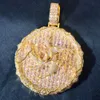 Collana con ciondolo a forma di spine rotonde hip-hop Pieno di diamanti CZ Gioielli placcati in oro reale