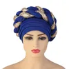 Berets Sequin Braid African Hat For Women Hair Accessories Headwear Women's Cap Female Arab Wrap Muslim Scarf Turban Pleated Beanie