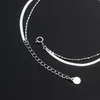 Armbanden Mode Sterling Doublelayer Flat Snake Bone Sier Bean Chain Enkelbandje voor Vrouwen Zomer Sieraden Accessoires