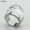 Anéis Hot Sale! Lcyoon de alta qualidade Austríaco genuíno Austríaco Big Crystal Rings Moda 316L Anel de casamento de aço inoxidável para mulheres R0614