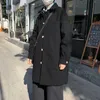 Herenwol blends winter dikke wollen jas mannen warme mode casual Lang Koreaanse Harajuku losse jaket heren overjas m-2xl