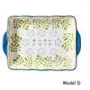 Plates Creativity Hand-painted Ceramics Baking Pan Rectangle Binaural Baked Rice Tray Cheese Plate Oven Dish Kitchenwar