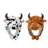 Bérets mignon en peluche Animal chapeau d'hiver Costume mode vache Beanie taureau bétail pour fête habiller Po Prop adultes enfants vacances