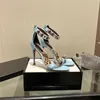 럭셔리 여성 표범 프린트 드레스 슈즈 정품 가죽 웨딩 Begum Butterfly Pumps High Heels Sandals Heeled 10.5 cm 크기 36-42