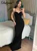 Basic Casual Dresses Dulzura Lace Up Women Solid Satin Maxi Dress Backless Bodycon Sexy Streetwear Party Elegant Festival Evening 2023 Summer Outfit 230522