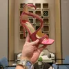 Sandals Celebrity Brand High Heel Women Square Toe Designer Sapatos Crysal Summer T-Show Party Wedding 2023