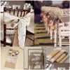 Other Festive Party Supplies Linen Lace Table Flag Banner Vintage Natural Jute Decoration Tablecloths Chair Er Christmas H Dhex9