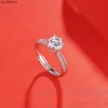 Anelli a fascia Anelli CANNER per donna Argento 925 Diamante reale Moissanite 1CT D Colore VVS Classico 5 griffe Anello di fidanzamento per ragazze Matrimonio J230522