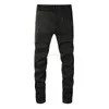 Designer Clothing Amires Jeans Denim Pants High Street Fashion Amies Hole Slim Fit Hot Diamond Patch Élastique Black Checker Jeans Mens Slp Feet Pantalon Distressed Rippe