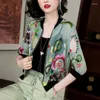 Women's Jackets Woman Sun Protection Clothing Print Baseball Uniform Jacket Cardigan Female Summer Short Chiffon Top Ladies G352