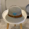 Projektanci mody kapelusz kubełkowy na damskie trawę warkocz kapelusze czapki kobiet na plażę czapkę zapobieganą literę p dopasowana maska ​​czapka casquette 2305225pe