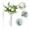 Dekorativa blommor konstgjorda blommor Silk Rose White Eucalyptus lämnar Peony Bouquet Fake For Home Wedding Table Party Vase Decoration