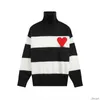 Ami High Collar France Fashion Designers Sweaters De Coeur Embroidered a Heart Pattern Turtleneck Knitted for Men Women NNUA