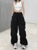 Damesjeans Houzhou Harajuku Parachute broek Y2K Streetwear Wide Leg Baggy vrachtbroeken Vrouwelijke Hippie Koreaanse edgy stijl Jogging zweetwegen