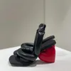 Sandaler Flip-Flops Heel Heart Slipper Red Woman Summer 2023 Square Toe Shaped Slingback Black Fashion Shoes for Women 363 834