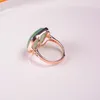 Bagues de Grappe Naturel Vert Clair Carré Jade 14K Or Rose Jadéite Mode Bijoux Femmes Bague Pierre Précieuse